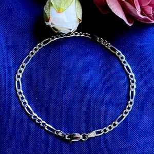 Sterling Silver 925 Figaro Chain Bracelet